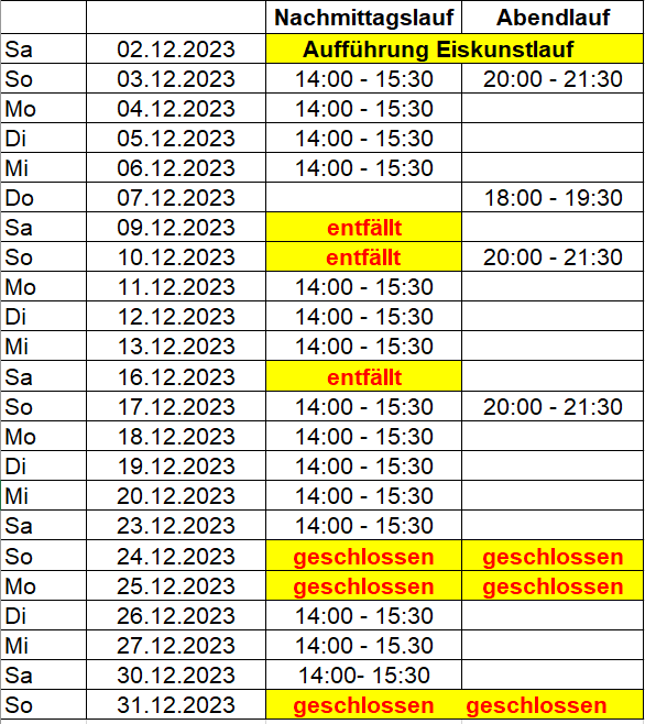 Öffnungszeiten Dezember 2023 Öffnungszeiten Dezember 2023